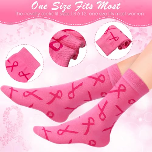 Patelai Breast Cancer Awareness Gift Set for Women Breast Cancer Survivor Tumbler Engraved with Hope Strength Cure Inspirational Gift Cosmetic Pouch Makeup Bag and Socks(Pink)3