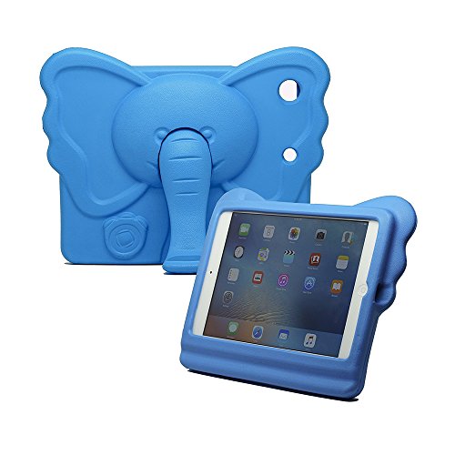 iPad mini Kids Case, Tading Non-Toxic Child Friendly Light Weight EVA Foam Shockproof Super Protection Tablet Cover Holder with Kickstand for iPad mini/Mini 2/ Mini 3/ Mini 4 - Elephant Design, Blue