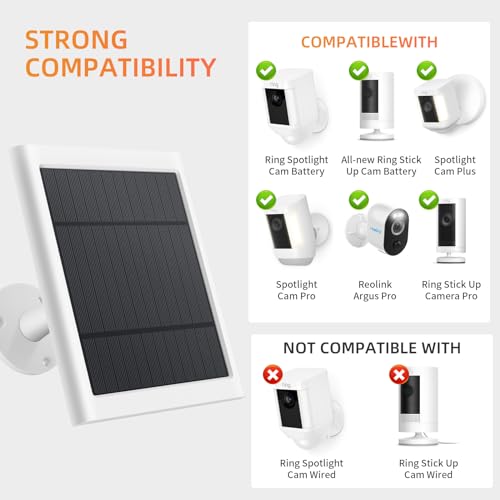 image for Paodekua Solar Panel for Ring Camera, 4W Solar Charger Compatible with