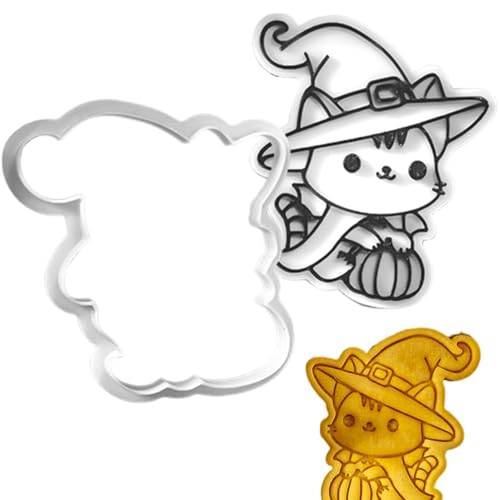Sellos de galletas de Halloween – Juego de cortadores de galletas de dibujos animados de Halloween, juego de cortadores de galletas de dibujos animados de Halloween, fácil de desmoldar y cortar para