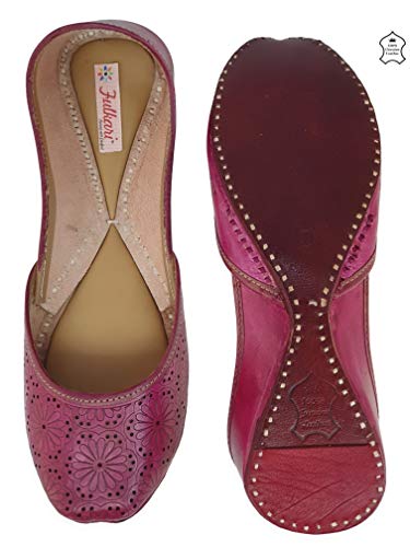 Image of Fulkari Women Cutwork Casual Genuine Soft Leather Jutis | Bite and Pinch Free Juttis | Punjabi Jutti | Girl's Office Flat Ladies Mojari | dailywear Ethnic Juti |