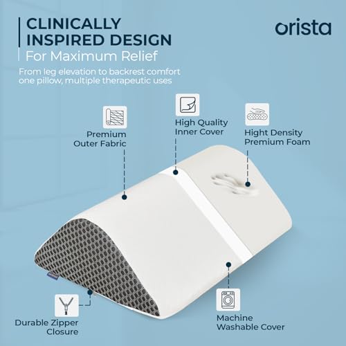 Image of Orista Knee Wedge Pillow I Triangle Shape Orthopedic Cushion for Leg Elevation, Pain Relief, Post-Surgery Recovery I Memory Foam with Washable Cover & 2-Year Warranty