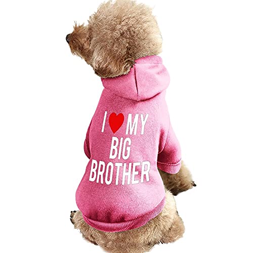 FunnyStar I Love My Big Brother Printed Pet Hooded Dogs Jumpsuit Cat Sweatshirt Pullover Pet Pup Clothing Cute