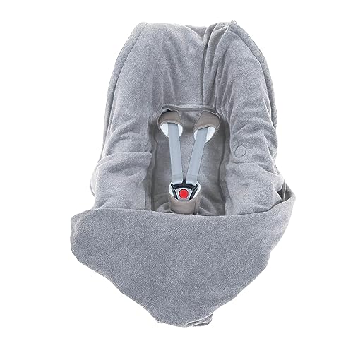 Hoppediz Einschlagdecke für Babyschale, Auto-Kindersitz und Kinderwagen, 3 & 5 Punkt-Gurtsysteme, Stone