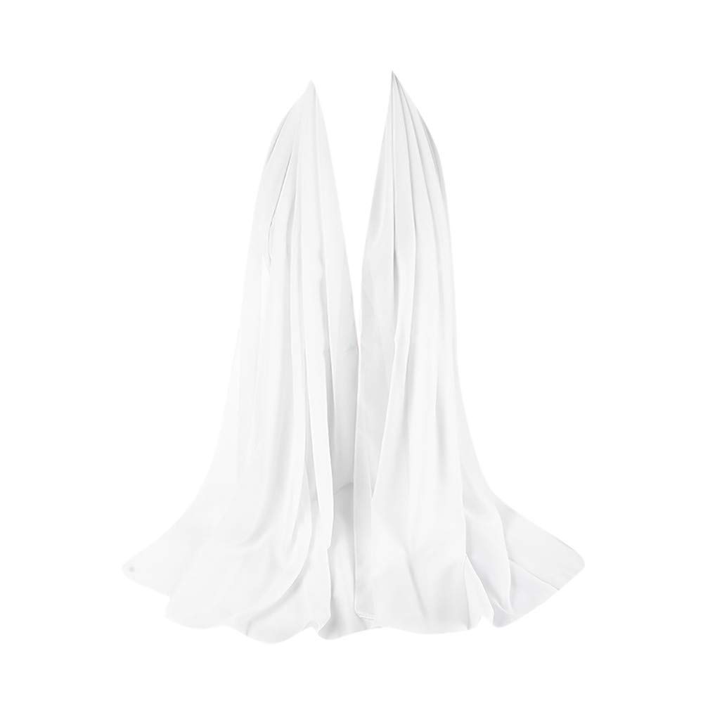 ZAR FASHIONS 175X80 Maxi *Chiffon* Premium Quality Plain Scarf Hijab Sarong Showl Large Silk (White)