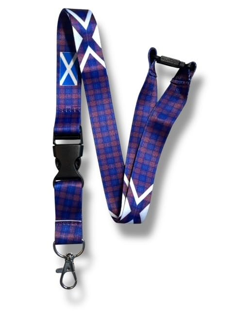 PAC Supplies Global Scottish Tartan Pattern Lanyard/ID badge holder with Detachable Buckle Clip (5, Pride Of Scotland Blue)