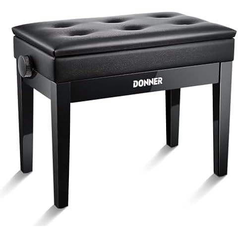 Donner Adjustable Piano Bench with Storage Cover