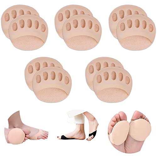 Image of Ball of Foot Cushions Honeycomb Fabric Metatarsal Pads Invisible Socks Pads for Women and Men Reusable Forefoot Pads (5 Pairs-Beige)
