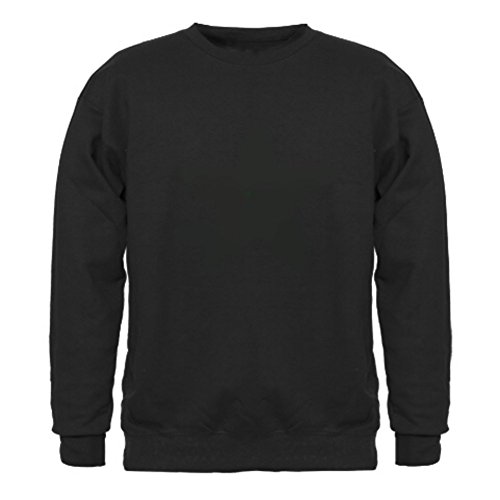 Blue Bay Industries Mens Crew Neck Ultimate Heavyweight Fleece Hoodless Sweatshirt, Blank Sweater, Plain Sweatshirt Black