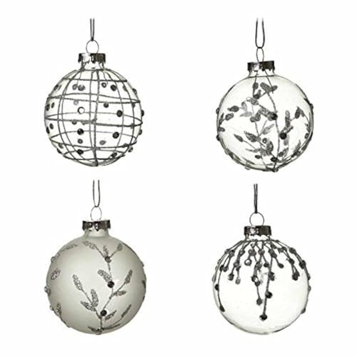 Heaven Sends Lot de 4 Boules de Noël en Verre dépoli (7 cm) - Décoration de Sapin de Noël - Boule en Verre - Noël
