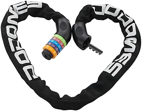 Bike Chain Lock, Bike Locks Combination Heavy Duty Anti Theft 5-Digit Resettable Bicycle Lock, Security Bike Chain Lock for Bike, Motorcycle, Bicycle, Door, Gate, Fence (6mm Thick Chain ) Colored