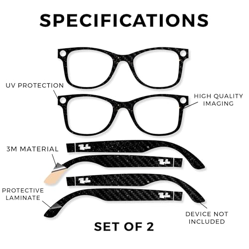 Carbon Fiber Glasses Skin Compatible with Ray-Ban Meta Wayfarer (Gen 1 or 2) - Deep Space - Premium 3M Vinyl Protective Wrap Decal Cover - Easy to Apply | Crafted in the USA by MightySkins by Vision Signs & Graphics - Used condition - Image 2
