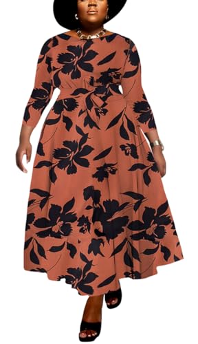 Image of BFFBABY Casual Dress Plus Size Formal A Line Dresses for Women Fall Long Dresses with Sleeve Casual Belted
