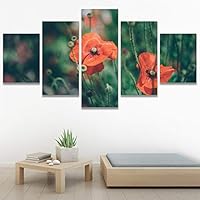 SIGNWIN 5 Panel Canvas Wall Art Modern Art Bohemian Bouquet Colorful Cool Floral Group Multicolor Photography Realism for Home Decorations Ready to Hang - 60