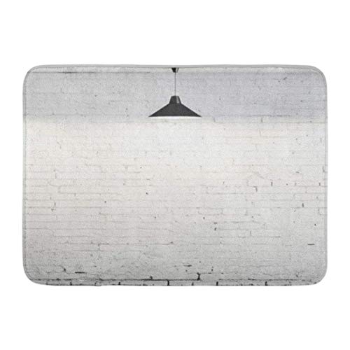 HZLM Paillasson de salle de bain pour extérieur/intérieur - Gris et blanc - Motif briques - Applique murale et plafonnier - Loft - Décoration intérieure abstraite - Tapis de salle de bain