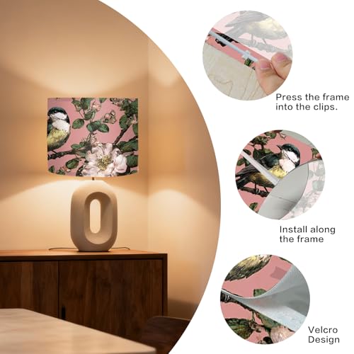 Image of Nuxovilar Lamp Shades Set of 2, 13 inch Top x 13 inch Bottom x 10 inch High (Spider) | Large lamp shades vintage floral bird design bedroom boudoir guest room covers light (Vintage)