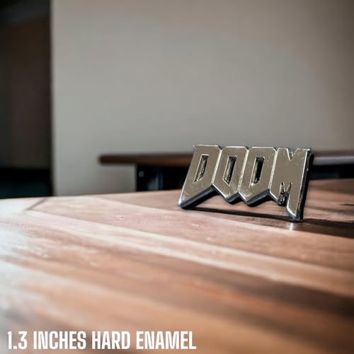 Image of Doom Pin Doom Enamel Pin Doom slayer Pin Gaming Pin Classic Retro PC Game Logo Brooch Doom Brooch Gift for Gamers Shooting game pin