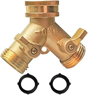 Xiny Tool Brass Garden Hose Splitter (2 Way), Solid Brass Hose Y Splitter 2 Valves with 2 Extra Rubber Washers