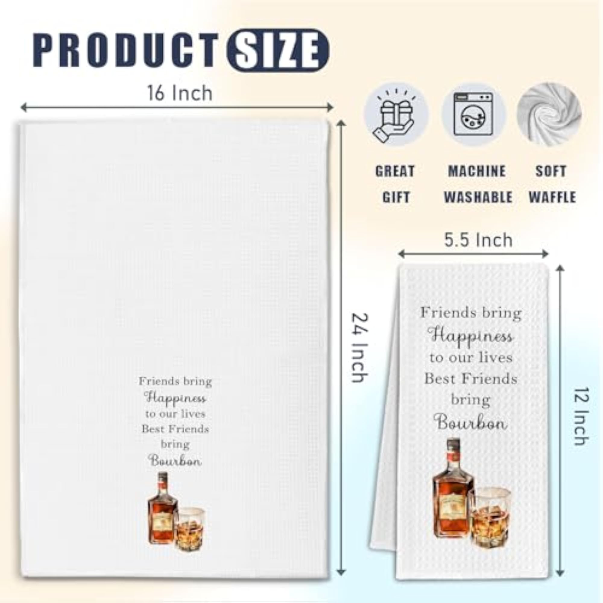 Friends and Bourbon Kitchen Towels, Gift for Bourbon Lovers