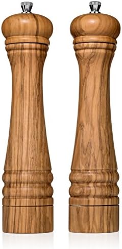 Hudson Essentials Premium Olive Wood Salt or Pepper Mill w/Ceramic Grinder (2)