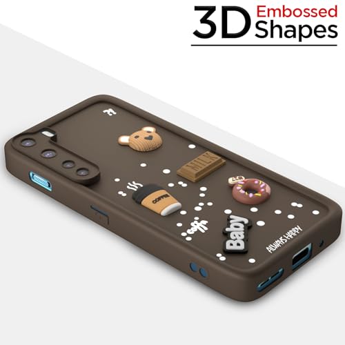 Image of Pikkme Back Cover for OnePlus Nord (2020) | 3D Cartoon Silicone Case Cute & Fun Full Protective Bumper Cover (Brown)
