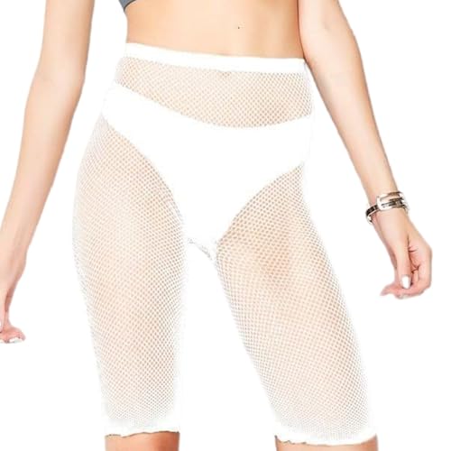 Fishnets Shorts Elastic Fishnets High Waist Shorts See Through Sheer Mesh Leggings Bikinis Bottom Cover up Shorts