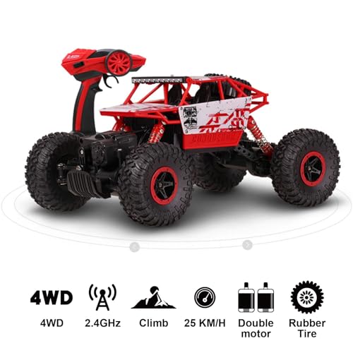 Cheerwing 1:18 Rock Crawler 2.4Ghz Remote Control Car 4WD Off Road RC Monster Truck 2 Battery(Red) - Thumbnail 7