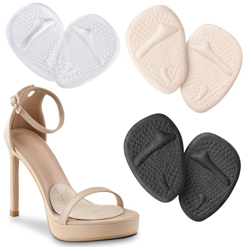 Honnydend つま先 インソール 6枚 3色 中敷き つま先クッション 前ズレ 防止 衝撃吸収 圧力分散 靴サイズ調整 滑り止め 靴脱げ防止 足裏保護パッド