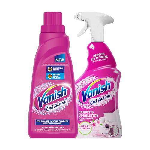 Image of Vanish All in One Liquid Detergent Booster - 800 ml with Instant Stain Remover Spray, 500 ml | Suitable for Clothes, Carpet, Sofa and Curtains