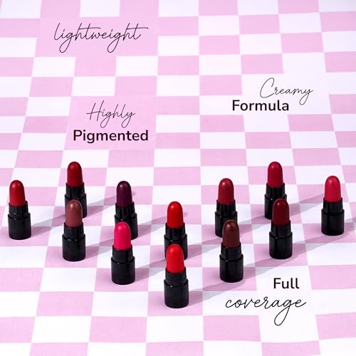 Image of Mila Beaute 12 Creamy Matte Mini Pout Party Lipstick Kit | Lip Hydrating & Light-weight | Long Lasting Lipsticks for Women | Suitable All Indian Tones | Shade - Pinks & Reds 12g