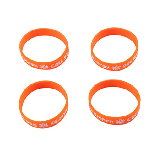 GOOHOCHY 4pcs Orange PVC Bracelet Warning Wristbands for Durable Hand Straps with Multiple Designs Comfortable Wear for Parties and Everyday Use