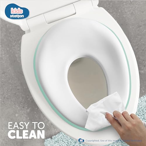 Image of Kids Station Portable Baby Potty Training Seat with 10 Piece Baby Grooming Kit - Potty Training Seat for 1+ Year - Nail Cutter, Rounded Scissors, Nail Filer, Tweezer, Comb and Hair Brush (Blue)