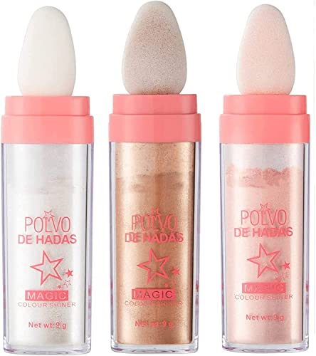 Fairy Highlighter Powder Body Highlighter, Body Glitter Powder Stick, Waterproof & Long Lasting, Magic Colour Shiner Powder for Face, Arms, Collarbones, Legs (3 Colors) Cover