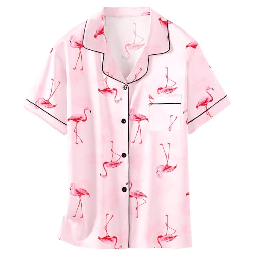 Image of Girls & Womens Satin Pajamas Set, Silk Button-Down Sleepwear 2 Piece Nightwear, 3 Years - Women XXL