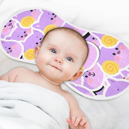 Cartoon Cute Purple Animal Cotton Burp Cloths Baby Breathable Baby spit up Cloth for Babies boy and Girl Set of 2, 22x11in 6