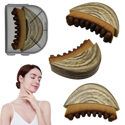 3 Piezas Cepillo Facial de Contorno Linfático,Cepillo Drenaje Linfatico Facial,Lymphatic Contour Face Brush,Cepillo Facial de Cepillado en seco,masajeador for Aliviar la Fatiga, escultura de barbilla