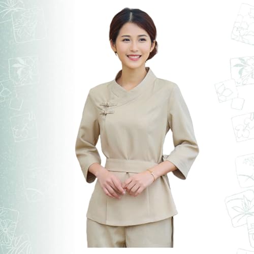 Taille technicienne beige en polyester stretch pour esthétique soignée - 7
