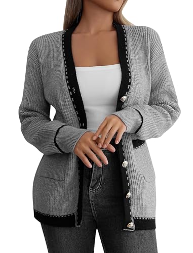 Cardigan Sweaters for Women Open Front Long Sleeve Button Down Knit Jackets with Pockets 2024 Fall Winter Outfits