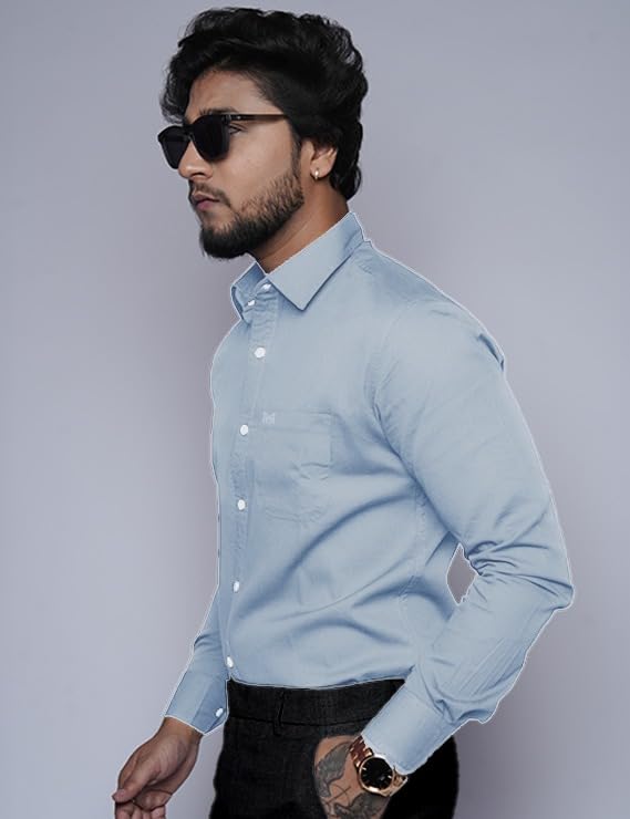 Image of Men's Slim Fit 100% Cotton Solid Full Sleeve Shirt | Premium Casual & Formal Wear for Men