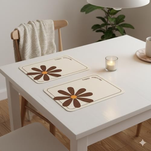 Image of YELONA Leather Dining Table Placemats Set of 2 - Waterproof, Heat Resistant, Anti-Slip, Easy to Clean Table Mats for Dining Table, Kitchen & Home Decor (Chocolate Brown, 40 x 30 cm)