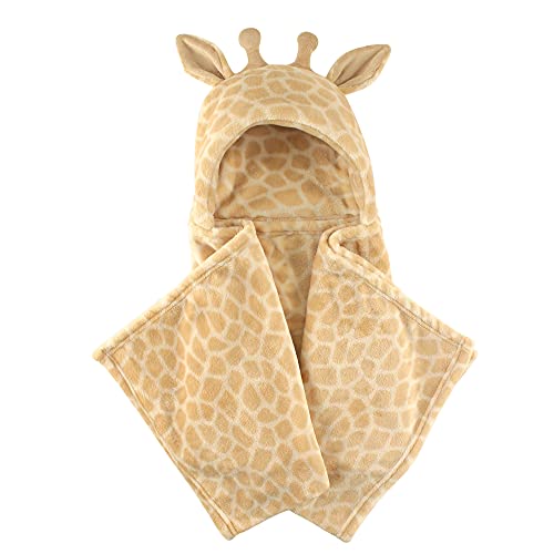 Image of Hudson Baby Unisex Baby and Toddler Hooded Animal Face Plush Blanket, Giraffe, One Size