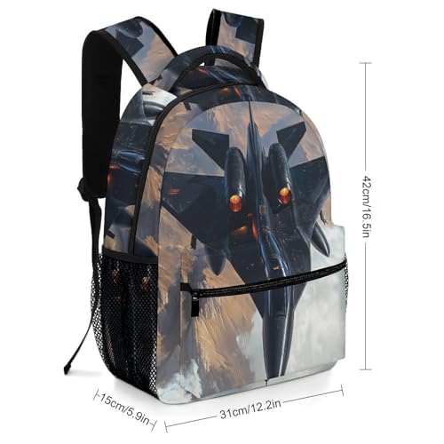 F-15 Fighter Jet Aircraft Laptop Backpack Durable Travel Daypack Casual Shoulder Bag for Sport Hiking2