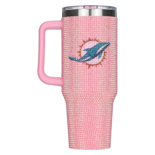 Image of The Memory Company Officially Licensed 40oz Pink Bling Game Day Tumbler, Miami Dolphins