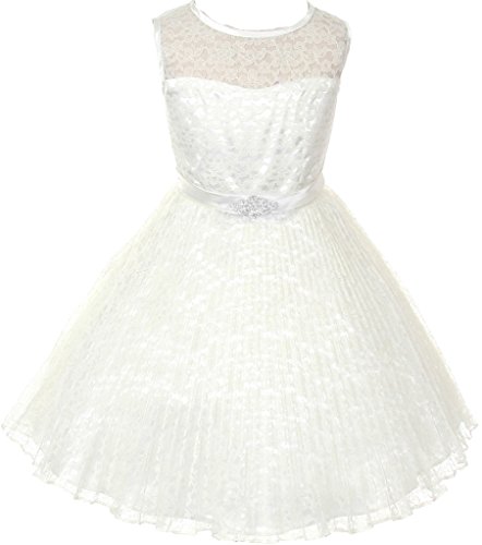 AkiDress Floral Pattern Lace Flower Girl Dress for Little Girl