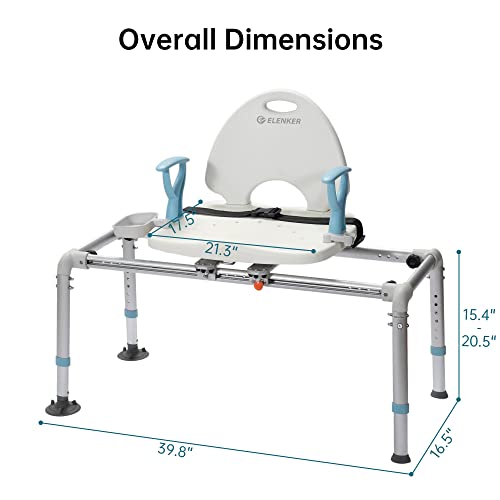 Elenker Heavy Duty Sliding Shower Chair With Swivel Seat, Rotating Sliding Bathtub Transfer Bench And Bath Safety Seat With Non-Slip Suction Cup #TOP6