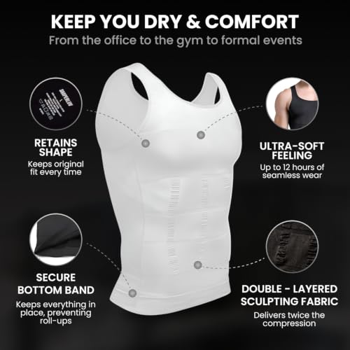 Image of SHAPERLUV Mens Compression Shirt Tank Top 2.0 Sleeveless Body Shaper - Compression Shirts for Men Shapewear Undershirt