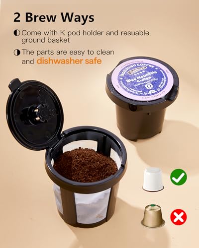Tastyle Mini Single Serve Coffee Maker for K Cups and Grounds with Handle - Image 8