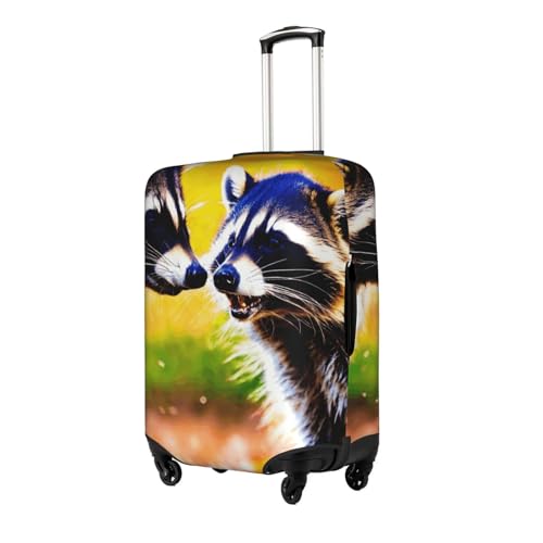 cute raccoon Print Protective Suitcase Cover Washable Travel Luggage Protector with Concealed Zipper2