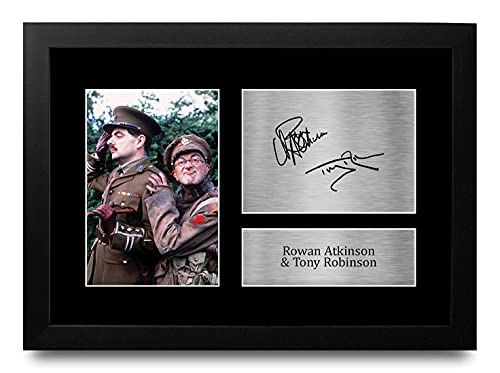 Photo autographe Rowan Atkinson Tony Robinson Blackadder imprimé cadre A4 série télévisée