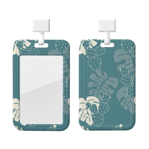 かわいい葉のプリント 定期入れメンズレディース Id カードホルダー 縦型防水社員証ネームホルダー リール付きクリップストケース